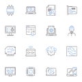 Digital space line icons collection. Virtual, Online, Cyber, Connected, Automated, Interactive, Electronic vector and Royalty Free Stock Photo
