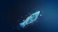 Digital spaceship floating in space. AI Generated