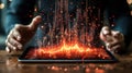 Digital Sparkle and Data Visualization on Tablet Screen