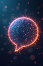 Digital speech bubble illustration with glowing plexus network. Represents online translation, AI language tools, communication Royalty Free Stock Photo