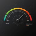 Digital speedometer graphic on a dark background. Semi-circular Royalty Free Stock Photo