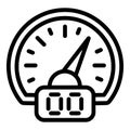 Digital speedometer icon, outline style