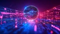 Digital sphere with binary code and glowing effects Royalty Free Stock Photo