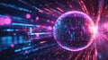 Digital sphere networking, transmitting fast global data Royalty Free Stock Photo