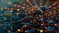Digital spider web with a search engine robot network.