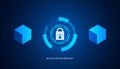 Digital square abstract and padlock digital circuit, circle, hi-tech, blockchain cyber security, technology, cryptocurrency,