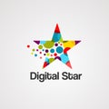 Digital star logo vector, icon, element, and template