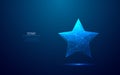 Digital star shape on technology blue background.