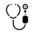 Digital stethoscope glyph icon vector illustration sign Royalty Free Stock Photo