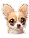 Digital sticker with the cartoon face of a cream chihuahua with cute big eyes