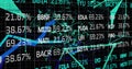 Digital stock market interface displaying fluctuating percentages and data analytics