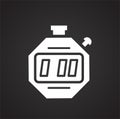 Digital stop watch icon on black background for graphic and web design, Modern simple vector sign. Internet concept. Trendy symbol Royalty Free Stock Photo
