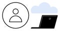 User Profile and Cloud Computing Concept with Laptop Icon and Cloud Symbol Royalty Free Stock Photo