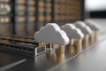 Digital storage: cloud technology, secure access, remote backup, virtual space, file hosting, scalable solution Royalty Free Stock Photo