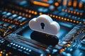 Digital storage: cloud technology, secure access, remote backup, virtual space, file hosting, scalable solution Royalty Free Stock Photo