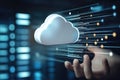 Digital storage: cloud technology, secure access, remote backup, virtual space, file hosting, scalable solution Royalty Free Stock Photo