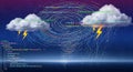 Digital Storm of Code Data Cloud Computing Errors, Cyber Threat, Data Breach Royalty Free Stock Photo