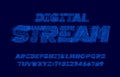 Digital Stream alphabet font. Letters and numbers made of 1 and 0.