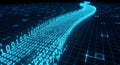 Digital stream of blue binary code data flows flowing like a river, representing data, technology, Abstract digital technology Royalty Free Stock Photo