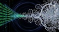 Digital Stream of Binary Code Transforms into Organic Neural Network or Fractal Structure Royalty Free Stock Photo