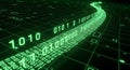 Digital stream of green binary code data flows flowing like a river, representing data, technology, Abstract digital technology Royalty Free Stock Photo