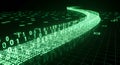 Digital stream of green binary code data flows flowing like a river, representing data, technology, Abstract digital technology Royalty Free Stock Photo