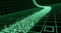 Digital stream of green binary code data flows flowing like a river, representing data, technology, Abstract digital technology Royalty Free Stock Photo
