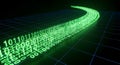 Digital stream of green binary code data flows flowing like a river, representing data, technology, Abstract digital technology Royalty Free Stock Photo