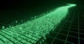 Digital stream of green binary code data flows flowing like a river, representing data, technology, Abstract digital technology Royalty Free Stock Photo