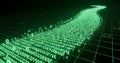 Digital stream of green binary code data flows flowing like a river, representing data, technology, Abstract digital technology Royalty Free Stock Photo