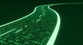 Digital stream of green binary code data flows flowing like a river, representing data, technology, Abstract digital technology Royalty Free Stock Photo