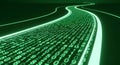 Digital stream of green binary code data flows flowing like a river, representing data, technology, Abstract digital technology Royalty Free Stock Photo