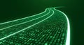 Digital stream of green binary code data flows flowing like a river, representing data, technology, Abstract digital technology Royalty Free Stock Photo