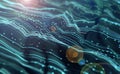 Digital strings data stream. Big data business analytics. Wavy field of cyberspace
