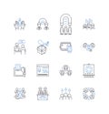 Digital summit line icons collection. Innovation, Disruption, Nerking, Collaboration, Technology, Strategy