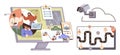 Digital Surveillance System Showcasing Route Tracking, Cloud Storage, and Real-Time User Interaction Royalty Free Stock Photo