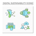 Digital sustainability color icons set