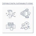 Digital sustainability line icons set