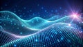 Digital Symphony: An Abstract Dark Technology Background with a Wave of Dots AI generated