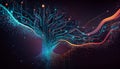 Digital Symphony: The Flow of Binary Code Through Interconnected Nodes Royalty Free Stock Photo
