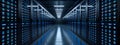 Digital Symphony: Illuminated Server Corridor in Modern Data Center Royalty Free Stock Photo