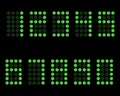 Digital table neon font with grid. Vector LED nubmers