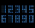 Digital table neon font with grid. Vector LED numbers