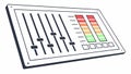 Digital Tablet Displaying Audio Mixer Interface, vector design Generative AI Royalty Free Stock Photo