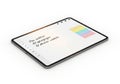 Digital tablet displaying a handwritten note and colorful sticky notes isolated on white background Royalty Free Stock Photo