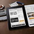 Digital Tablet Displaying Website Wire frame with Layout and Navigation Structure Royalty Free Stock Photo