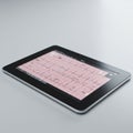 A digital tablet displays an electrocardiogram (ECG) on its screen. The ECG trace, Royalty Free Stock Photo