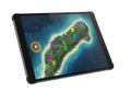 Digital tablet displays interactive map with location markers and geographic data Royalty Free Stock Photo