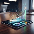 Digital Tablet with Financial Data Visualization Royalty Free Stock Photo