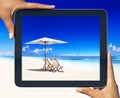 Digital Tablet Frame Tropical Beach Concept Royalty Free Stock Photo